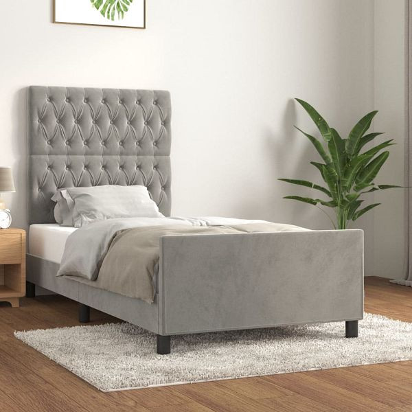vidaXL Bettgestell mit Kopfteil Hellgrau 100x200 cm Samt, 3125922