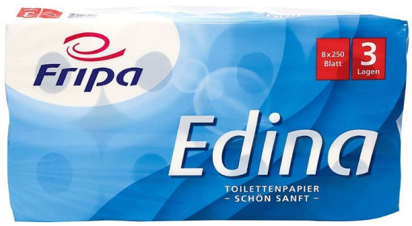Fripa Toilettenpapier Edina, hochweiß, 3-lagig, 250 Blatt, 72 Rollen, 1010810
