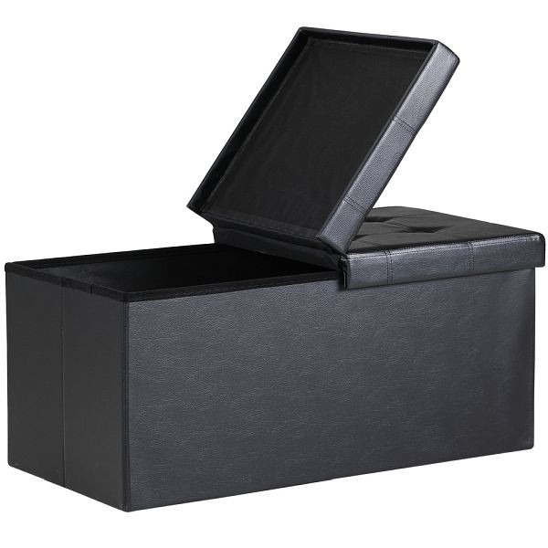 casaria Sitzbank Schwarz 80x40x40cm mit Stauraum faltbar, 106956