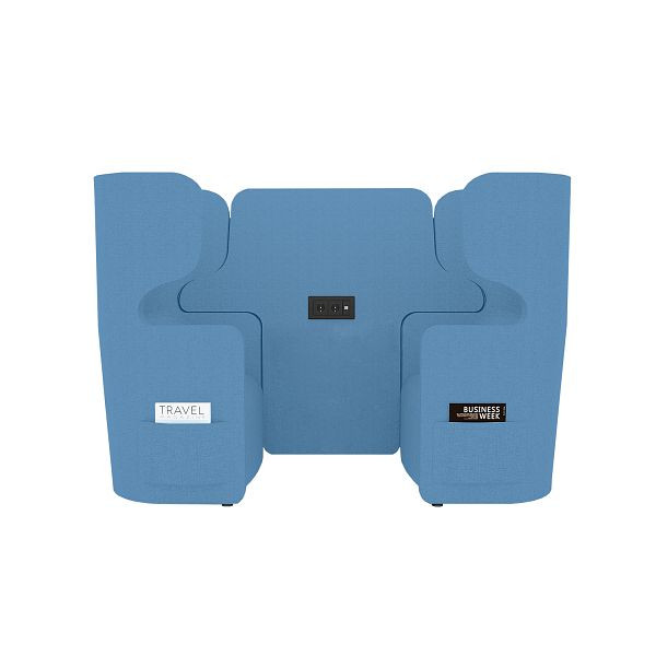 Bisley Raum in Raum Lösung Vivo, Zweisitzer, Hohe Rückenlehne, 2 Seitentaschen, 2 Steckdosen und 2 USB Anschlüsse, NE0331 königsblau, VIVH2SETPS2.NE0331