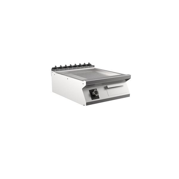 Mareno M1-900 elektrische Griddleplatte mit 2/3 glatter/1/3 gerippter mattverchromter Platte, 60cm, 600(B)x920(T)x250(H)mm, FT96EMCST, 191.245