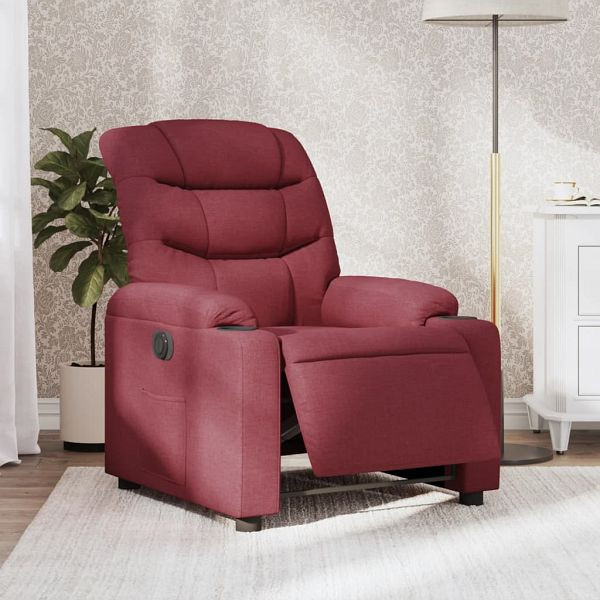 vidaXL Relaxsessel Elektrisch Weinrot Stoff, 3206630, 8721012218598