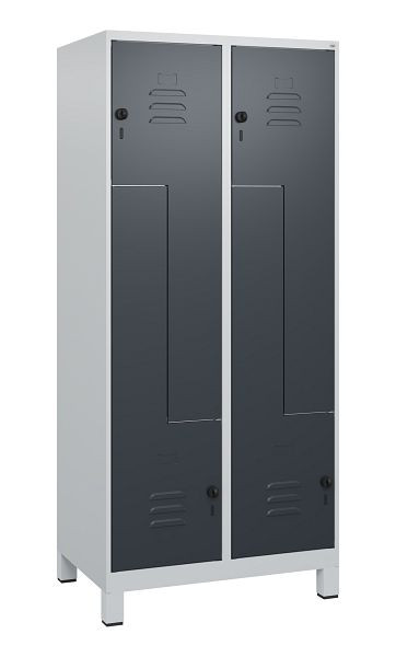 C+P Z-Spind Classic PLUS, Füße, 4 Abteile, 1800x800x500mm, 7035/7016, Drehriegel, 0800137-224 S10008