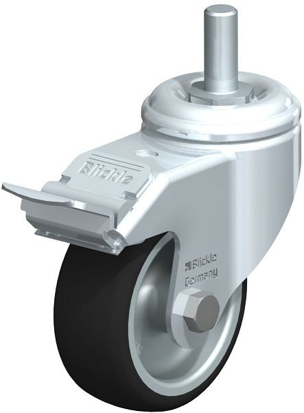 Blickle LKRA-PATH 80G-FI-GS12 Apparate-Lenkrolle mit Gewindestift & Feststeller, Thermoplastisches Polyurethan, Grau, 293753
