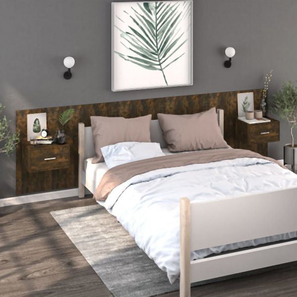 vidaXL Wand-Nachttische 2 Stk. Räuchereiche, Stauraum-Maximierung im Wohnraum, 816953