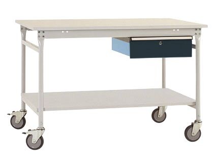Manuflex Komplett-Beistelltisch BASIS mobil mit Melamin-Platte + Einzelschubfach, BxTxH: 1000 x 800 x 850 mm, Anthrazit, BB5331.7016