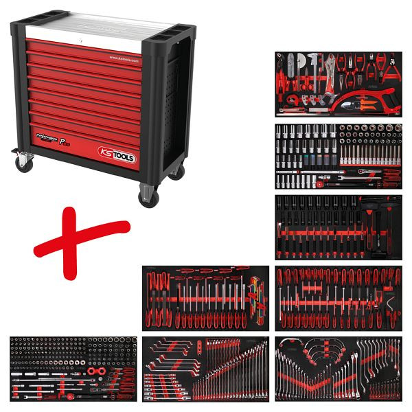 KS Tools PERFORMANCEplus Werkstattwagen-Satz P25, mit 564 Werkzeugen und 8 Schubladen, 825.8564