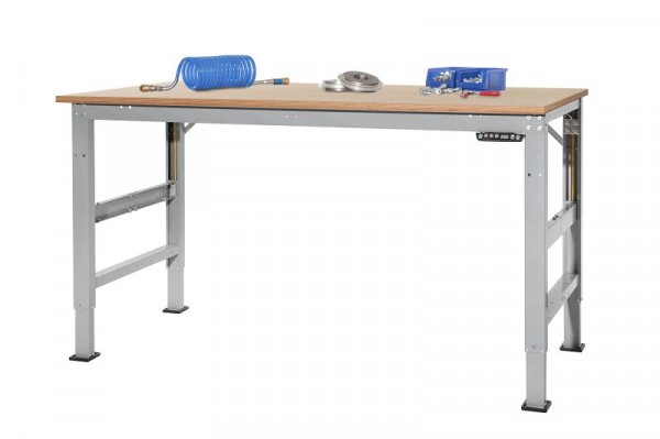 Manuflex Arbeitsgrundtisch UNIVERSAL Ergo E Memory mit Multiplexplatte, BxTxH = 1000 x 800 x 722-1002 mm, Alusilber, AU9515.9006