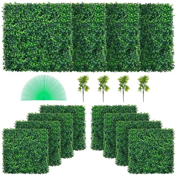 VEVOR Künstliche Pflanzenwand 20 x 20 Zoll, Sichtschutz Hecke Künstlich Grün, Künstliche Buchsbaumplatte PE, VE: 12 Stück, MLCZWQ12PC20X2001V0