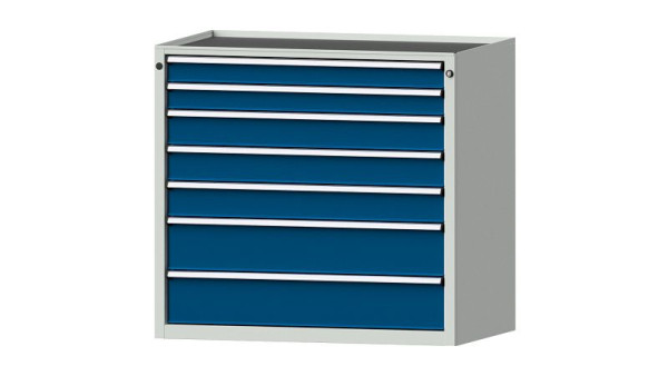 ANKE Werkbänke Schubladenschrank, Modell 3005 V, 1060 x 675 x 980 mm, RAL 7035/5010, Wanne, 611.408