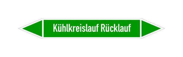 Schilder Klar Rohrleitungskennzeichen Kühlkreislauf Rücklauf, 33000x90 mm Folie selbstklebend, 101445/95