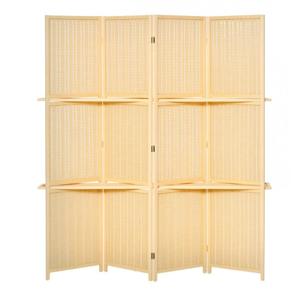 HOMCOM Raumteiler, Raumtrenner aus Bambus, 2 Regale, faltbar, Fußpads, Natur, 830-312ND