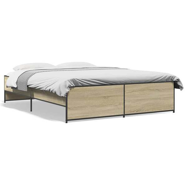 vidaXL Bettgestell Sonoma-Eiche 160x200 cm Holzwerkstoff und Metall, 3279878