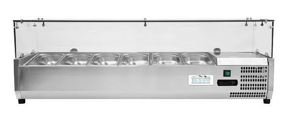 Ice-A-cool Aufsatzkühlvitrine, Glasdeckel, Abmaße (BxTxH): 1415 x 395 x 460 mm, VRX1400/380