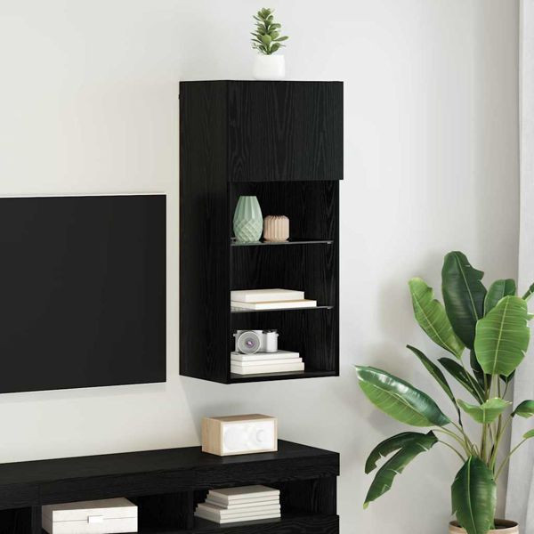 vidaXL Wandmontierter TV-Schrank Wandmontiert Schwarz Eichen-Optik, 882958