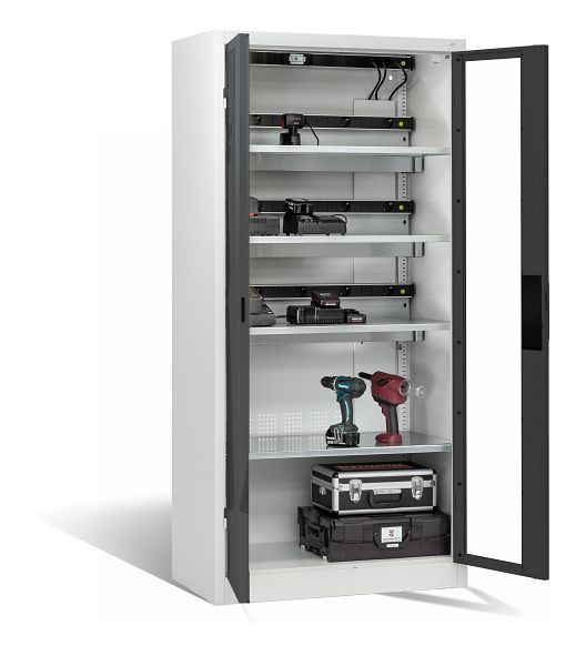 C+P Akkuladeschrank Comfort, H1950xB930xT500 mm, Lichtgrau/Anthrazit, 8921-055E3 S10017