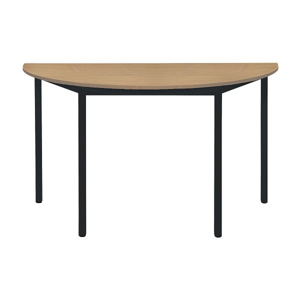 Bisley Mehrzwecktisch, Halbrund, Breite 1400 mm, Tiefe 700 mm, 25mm Tischstärke, 333 schwarz x BC buche, MTC25H1407BC333