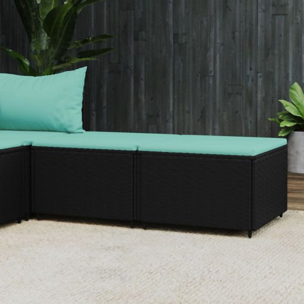 vidaXL Gartenhocker mit Kissen 2 Stk. Schwarz Poly Rattan, 319805
