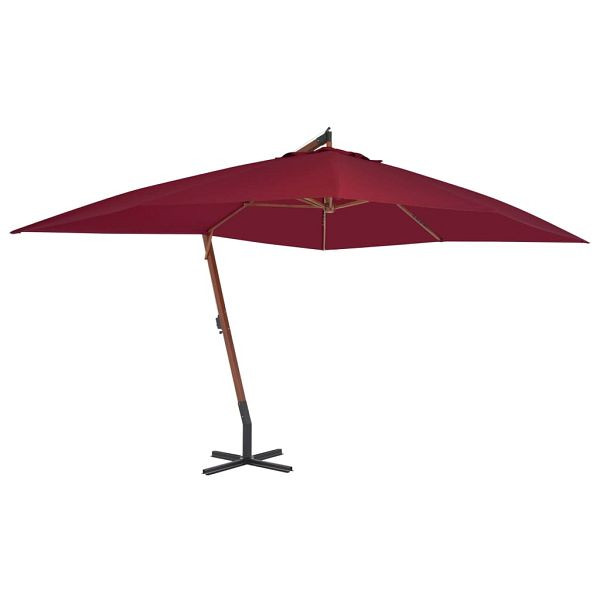 vidaXL Ampelschirm mit Holzmast 400x300 cm Bordeauxrot, 44493