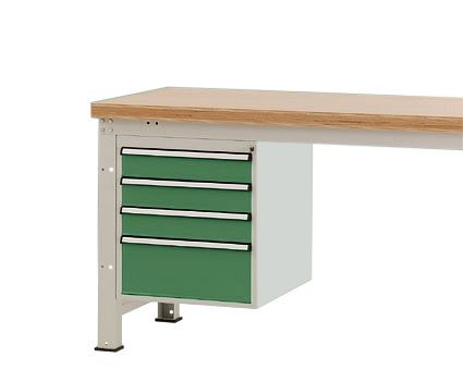 Manuflex Gehäuse-Unterbau PROFI, Nutzhöhe 500 mm mit 4 Schubfächern, für Werkbanktiefe 700 mm, Resedagrün, ZB4831.6011