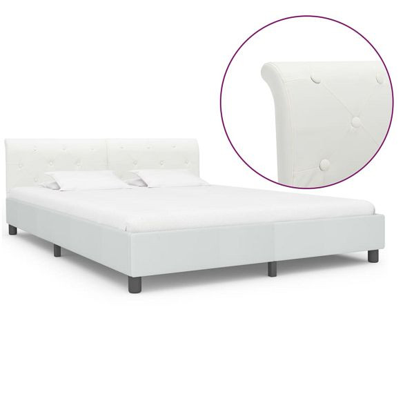 vidaXL Bettgestell Weiß Kunstleder 160 x 200 cm, 284874, 8719883698052