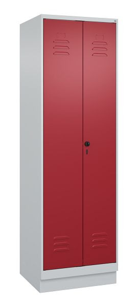C+P Mehrzweckschrank Classic PLUS, Putzmittel-Spind, Sockel, 2 Abteile, 1950x600x500mm, 7035/3003, Drehriegel, 080120-00 S10001
