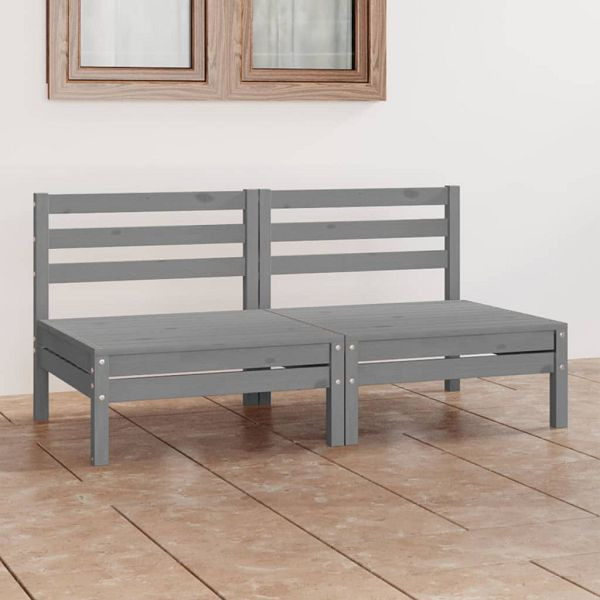 vidaXL 2-Sitzer-Gartensofa Grau Kiefer Massivholz, 3082374