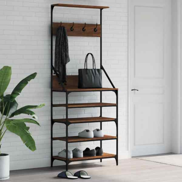 vidaXL Kleiderständer mit Schuhablage Braun Eiche-Optik 70x34x184 cm, 837876