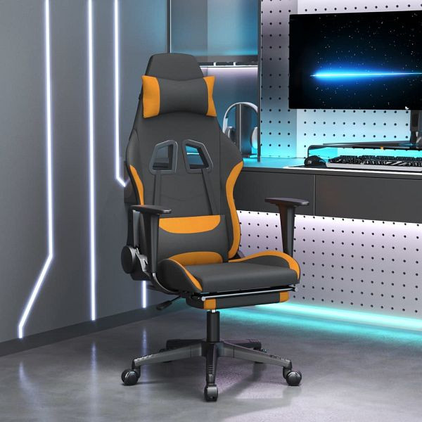 vidaXL Gaming-Stuhl mit Massage & Fußstütze Schwarz und Orange Stoff, 345505