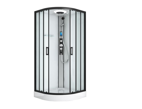 Sanotechnik Komplettduschkabine AUSTIN 90x90x215cm schwarz (Bausatz), CL20B