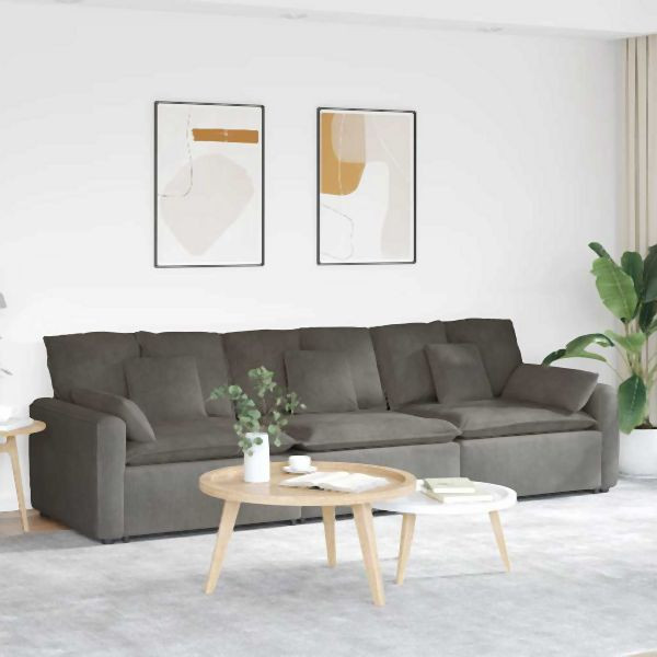 vidaXL Modulares Sofa mit Kissen Hellgrau, 3321107, 8721158641212
