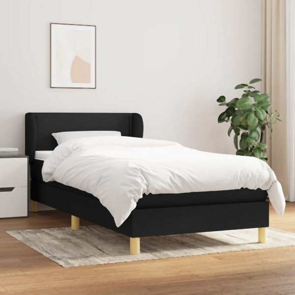 vidaXL Boxspringbett mit Matratze Schwarz 80x200 cm Stoff, 3126679