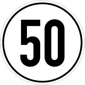 Moedel Geschwindigkeitsschild, 50 km/h, Folie, Ø 200 mm, 54279