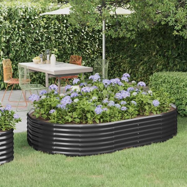 vidaXL Hochbeet Pulverbeschichteter Stahl 214x140x36 cm Anthrazit, 319026