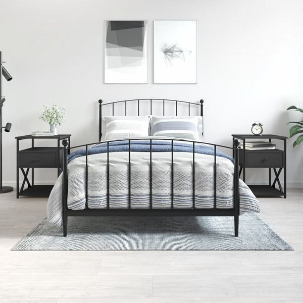 vidaXL Nachttische 2 Stück Schwarz 40x42x55 cm Holzwerkstoff, 826074