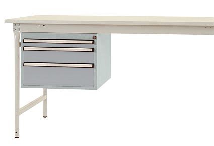 Manuflex Gehäuse-Unterbau stationär, Nutzhöhe 300 mm mit 3 Schubfächer, für Tischtiefe 800 mm, Alusilber, ZB4652.9006