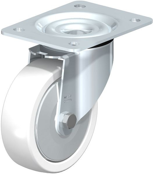 Blickle LK-SPO 125K-3-FA Stahlblech-Lenkrolle, schwere Ausführung, mit Anschraubplatte, Polyamid, Weiß, 739007