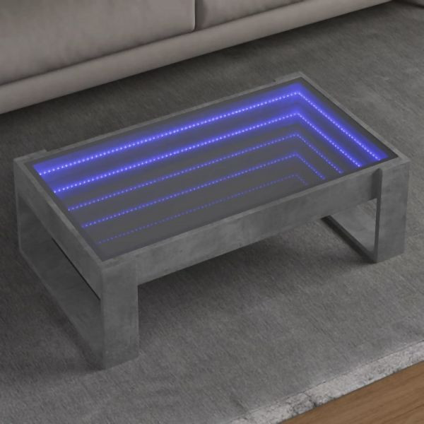 vidaXL Couchtisch mit Infinity-LED Betongrau 90x53x30 cm, 847640