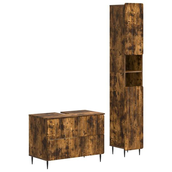 vidaXL 2-teiliges Badezimmer Schrank Set ZWOLLE Raucheiche, 3417518