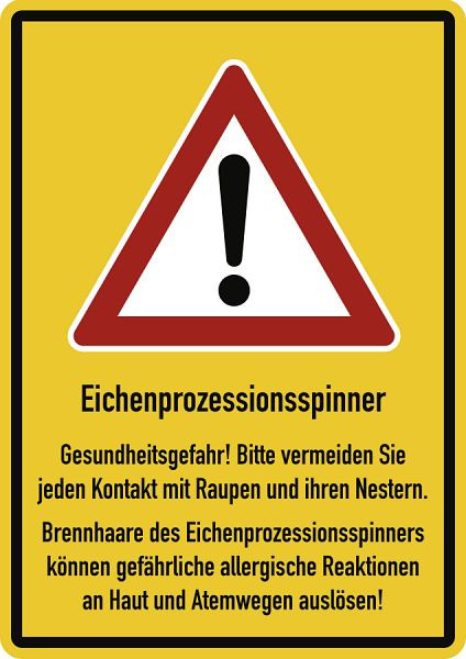 Moedel Eichenprozessionsspinner Gesundheitsgefahr!..., Aluminium, 210x297 mm, 101033