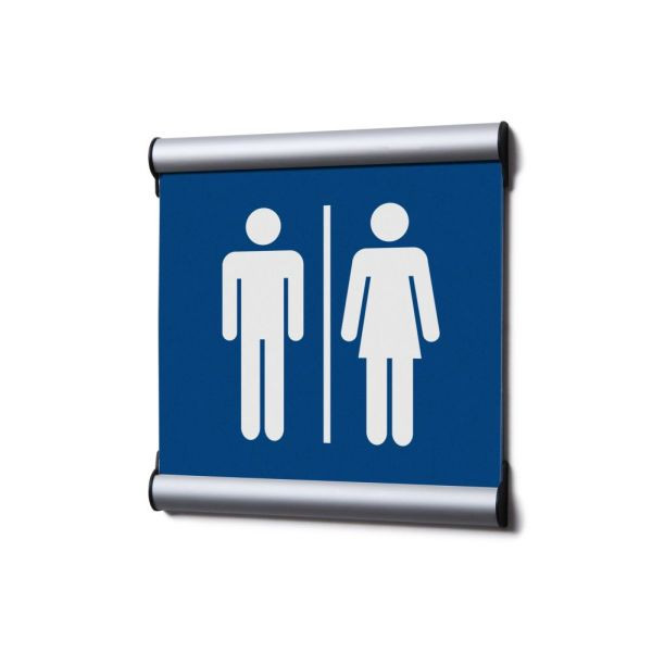 Showdown Displays Türschild 15,5 x 15,5 cm Komplettset Herren/Damen Blau, SS155x155LPPI796