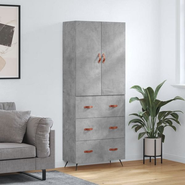 vidaXL Highboard Betongrau 69,5x34x180 cm Holzwerkstoff, 3195823