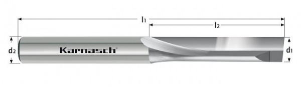 Karnasch VHM - Einzahnfräser geläppt d= 10,0/L2= 25,0/d2h6=10/L1= 70 mm geradegenutet/rechtsschneidend, 291661100025070