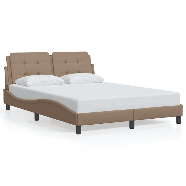 vidaXL Bettgestell mit LED Cappuccino-Braun 120x200 cm Kunstleder, 3214100