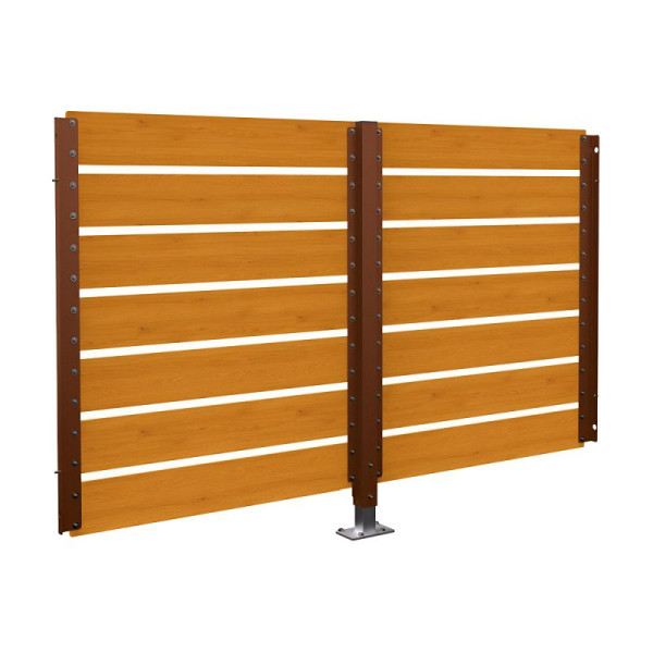 STEIN HGS Verkleidungen Modulo Container Überdachungen doppelseitig, auf Bodenplatten, Helle Eiche, Cortenstahl Optik, 78164.0040