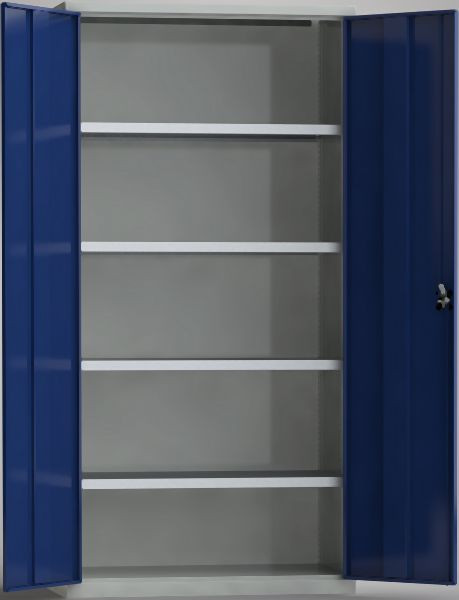 KLW Universalschrank 2000x1000x605mm, abschließbare Flügeltüren, 4 verzinkte Fachböden (80 kg), alle 20mm verstellbar, 7FN-NA2000TD-0204XRB