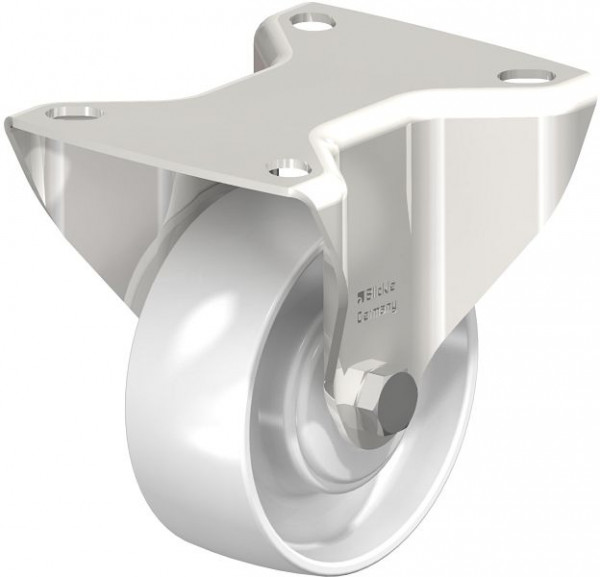 Blickle BX-PO 80KD Edelstahl-Bockrolle mit Anschraubplatte, Polyamid, Weiß, 842775