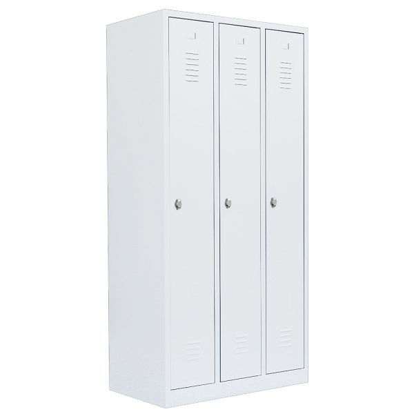Lüllmann Stahl-Kleiderschrank / Garderobenschrank, 1800 x 885 x 500 mm, Signalweiß/Signalweiß, 510137