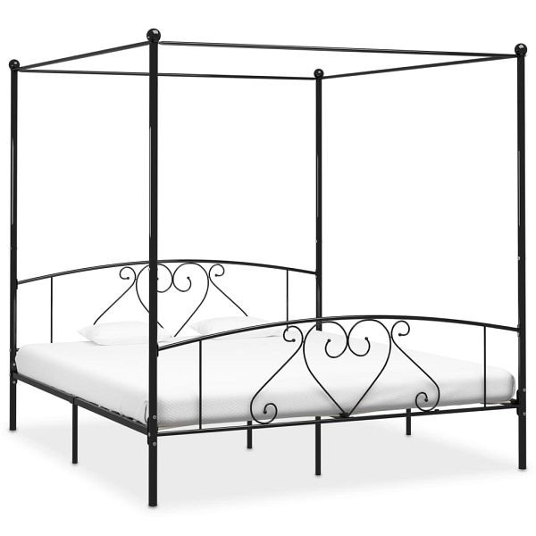 vidaXL Himmelbett-Gestell Schwarz Metall 180 x 200 cm, 284438