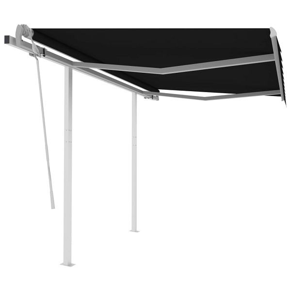 vidaXL Markise Manuell Einziehbar mit Pfosten 3x2,5 m Anthrazit, 3069899